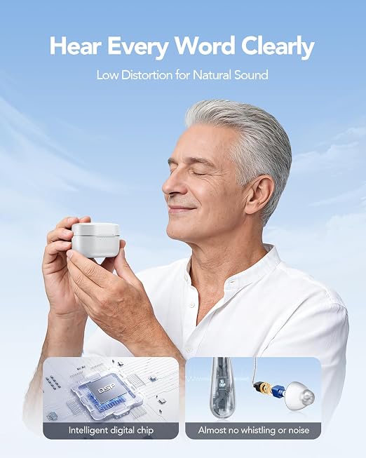 2.0 Hearing Aids for Seniors - Hearing Aids for Adults with Advanced Noise Cancellation - Easy Volume Control with Portable Charging Case