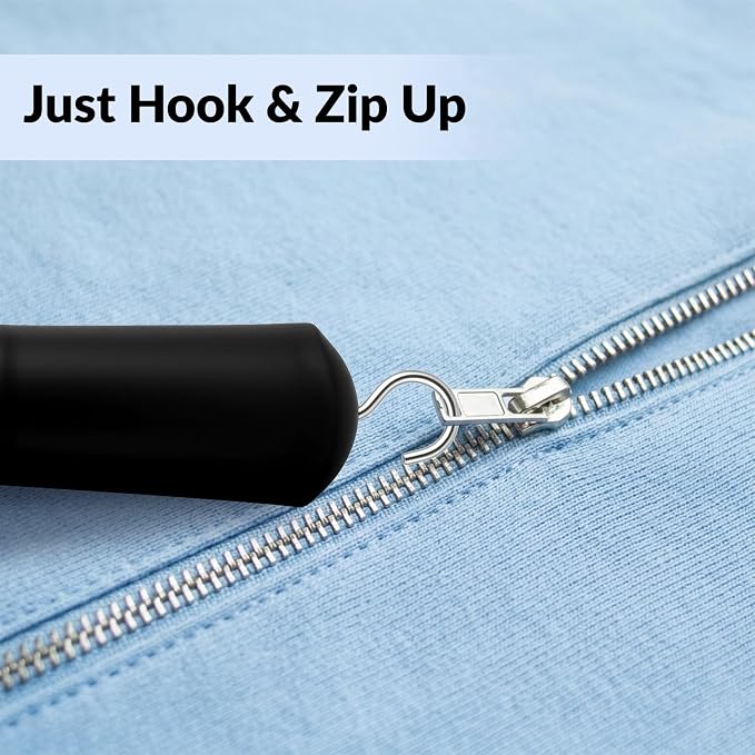 Button Hook with Zipper Pull,2 Pack Button Fastener Helper Assist Hook Tool, One Handed Adaptive Equipment Gadgets, Shirt Dressing Aid Tool for Seniors Elderly Arthritis (Black + Grey)