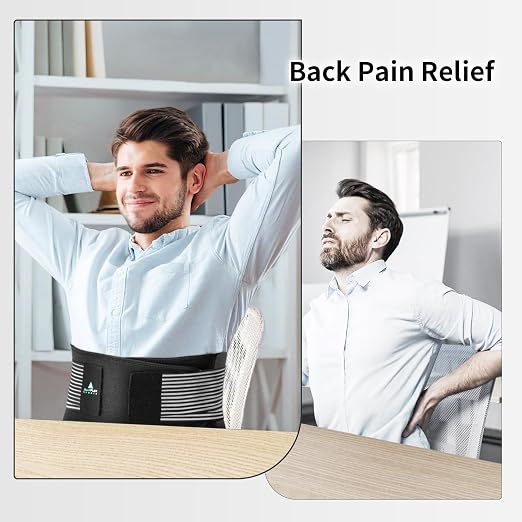 AllyFlex Sports® Back Brace Lower Back Pain Relief - Back Brace for Women and Men Under Clothes Lower Lumbar Support to Improve Posture - XL/XXL