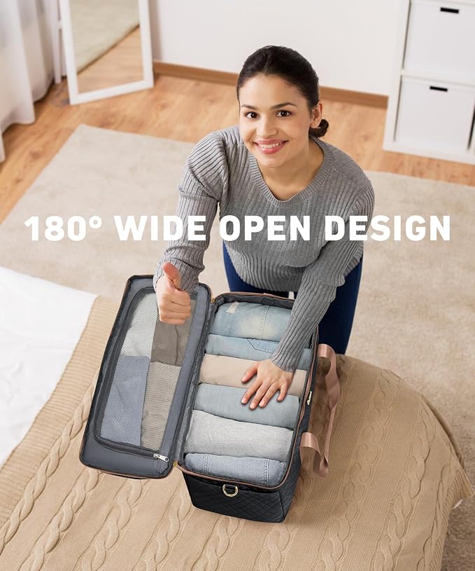 Weekender Bags for Women, Wide Open Large Travel Duffle Bag with Shoe Compartment, Overnight Carry on Bag Personal Item Travel Bag with Wet Pocket (Black Brown)