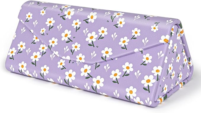 Sunglasses Case, Foldable Glasses Case, Magnetic PU Leather Hard Shell Folding Eyeglass Holder Box, Collapsible Unisex