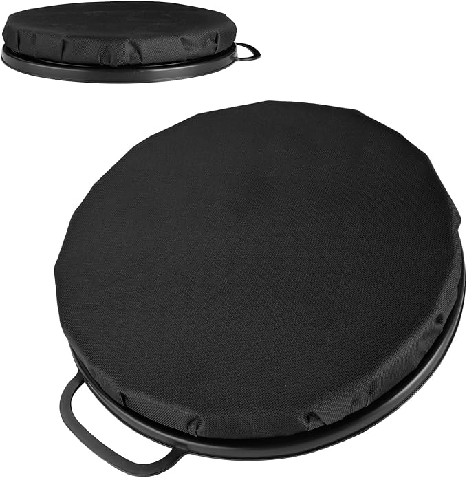 Thickened 5 Gallon Bucket Seat Lid 360 Degree Swivel Bucket Lid with Padded Top 3.74 Inch Thick Spin Ice Fishing Seat Cushion for Hunting Fishing Gardening Camping (Black)