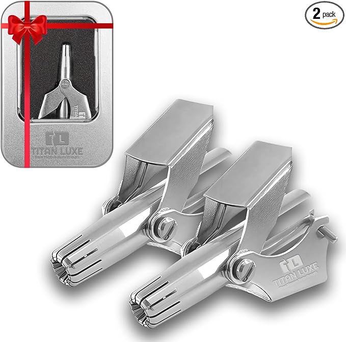 Stainless Steel Manual Nose Hair Trimmer for Men and Women | Manual Nose and Ear Hair Trimmer | Nose Clippers, 360° Rotating Hair Trimmers | Washable Nosehair Remover - Pack of 2