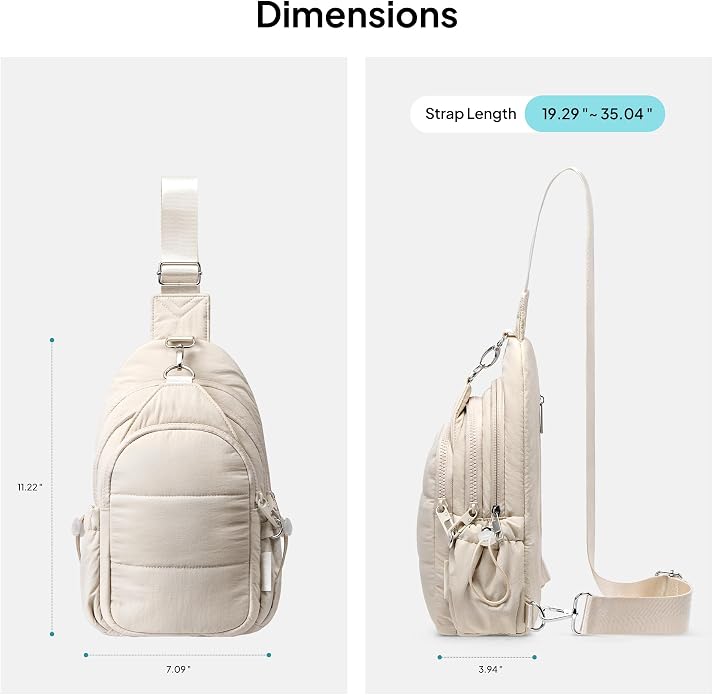 TOPEAST Sling Bag for Women, Anti-Theft Crossbody Bag with RFID Blocking & Small Water Bottle Holder for Travel
