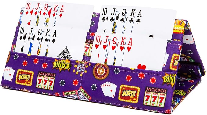Playing Card Holder for Bingo Pull Tabs Gambling Tickets Card Game Holders for Canasta Poker Bridge Cards Casino Portacartas para Bingo Purple Indigo