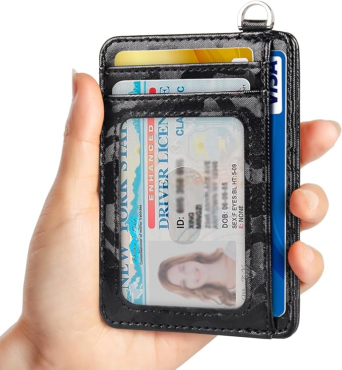 Slim Minimalist Front Pocket Wallet, RFID Blocking Credit Card Holder Wallet with Detachable D-Shackle for Men Women