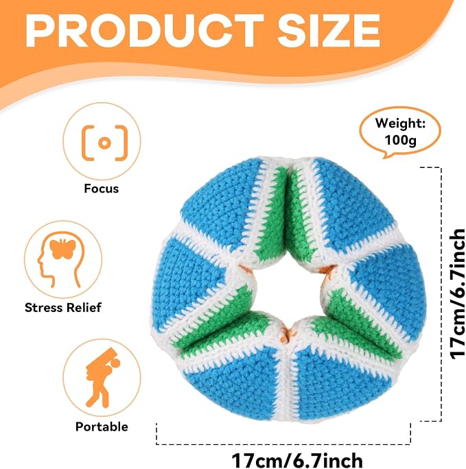 Tactile Turn Toy for Dementia Sensory Fidget Toy for Alzheimer Dementia Fidget Toys for Elderly Anti-Stress Soft Comfort Crochet Product Montessori Favors for ADHD Relief Christmas Birthday Gifts