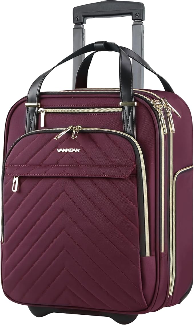 VANKEAN Carry On Underseat 16-inch Multi-functional Underseater Lightweight Overnight Suitcase with Wheels, Roller Case for Men Women Travel Business