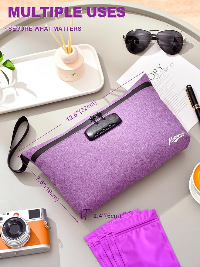 Smell Proof Bag with Combination Lock Large Storage Container Medicine Lock Bag Money Organizer Travel Storage Pouch