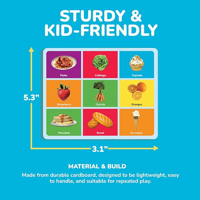 MasterPieces Kids Games - Food Bingo Game - Fun Family Entertainment for Kids and Adults - Educational, Engaging, and Perfect for Game Night, Classroom Activities, and Interactive Play for All Ages