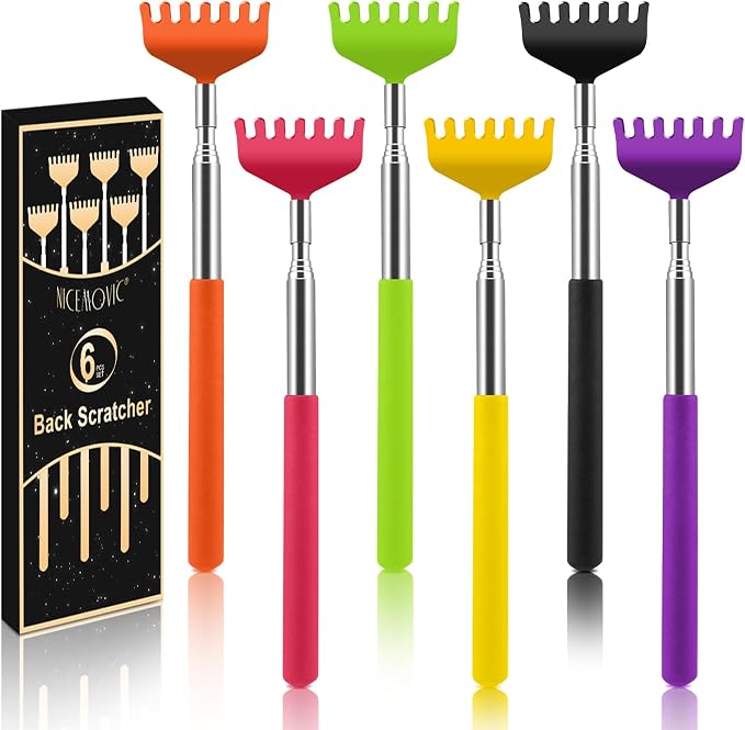 6 Pack Back Scratcher, Stocking Stuffers for Women Men Teen Girls | Prizes for Adults, Birthday Gag Bulk Small Christmas Gift, Mothers Fathers Day Dad Gifts, Easter Basket Stuffers