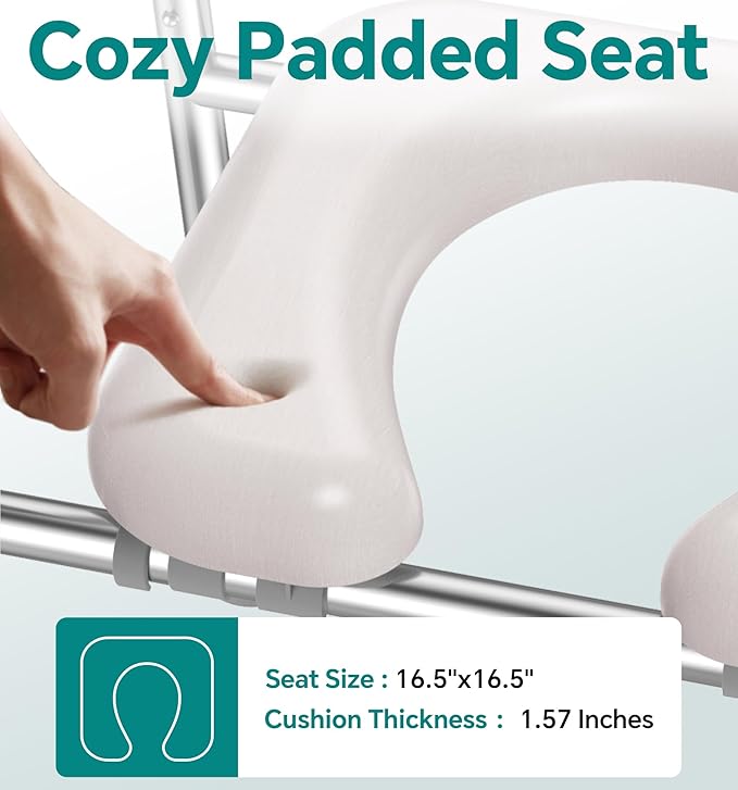 Soundfuse Toilet Seat Risers for Seniors, Raised Toilet Seat with Handles, Adjustable Height & Width, Cozy Padded 400lb Elevated Toilet Seat, Fit Any Toilet
