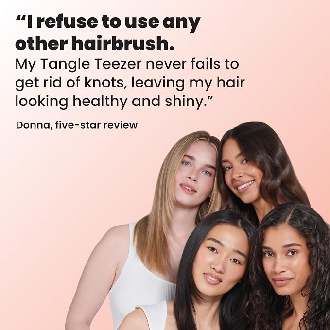 Tangle Teezer Ultimate Detangler Brush, Straight to Wavy, Summer Rose | Patented two-tier, regular-flex teeth reduce breakage & split ends on wet or dry hair; Shower-friendly hairbrush for all ages