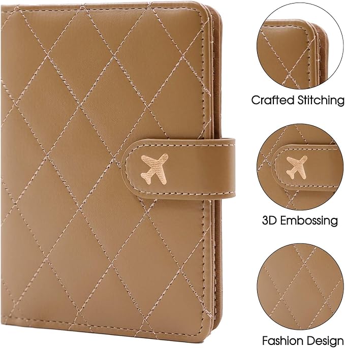 Melsbrinna Premium Leather Passport Holder Covers Case, Waterproof Rfid Blocking Travel Wallet Passport Holder with Pen Holder, Cute Passport Book for Women/Men