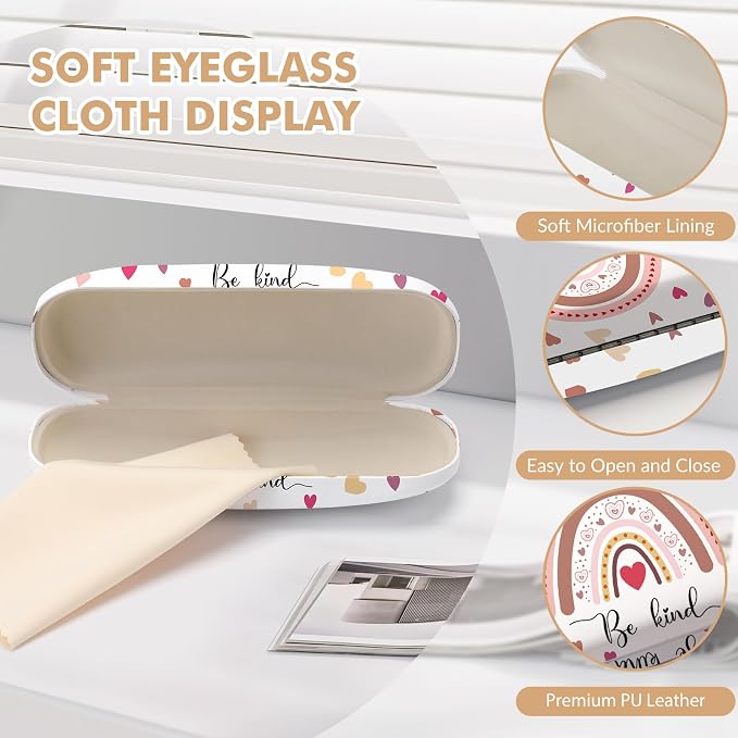 Glasses Case Hard Shell,Portable Protective Eyeglasses Case, Eyeglass Holder Box with Cleaning Cloth, for men women