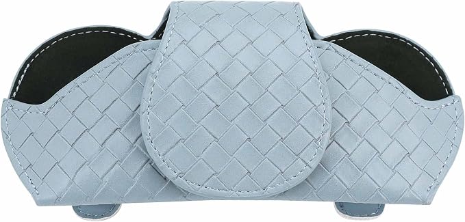 KINIVA Sunglasses Holder for Car Visor Leather Glasses Case with Clips for Car Visor Automotive Interior Visor Accessories Apply to All Car Models (09 Blue)