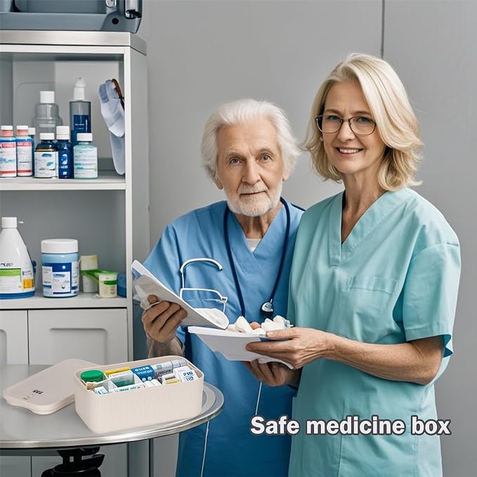 Small Medication Lock Box with Combination Code, Lockable Storage Box for Pills/Snacks/First Aid Kits, Phone/Personal Items, Secure Container for Home/Fridge/Office/Travel (khaki)- Reusable