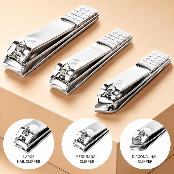 Manicure Set, Stainless Steel Nail Clipper Set with Luxurious Travel Case | 12-Piece Set with Thicker Steel, Precision-ground Cutting Edges, and Smooth-finished Tools for Clean, Precise Trimming.
