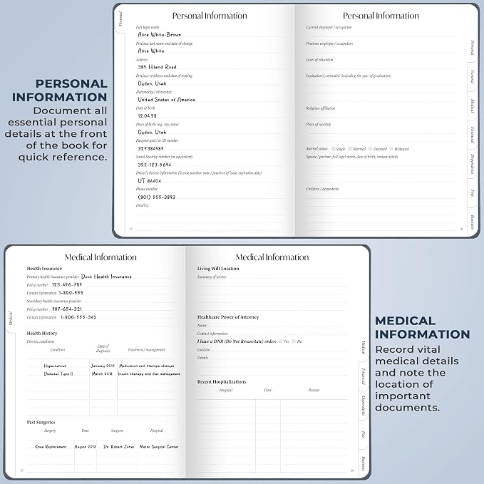 Skyline End of Life Planner – Emergency File Notebook for Important Information & Final Wishes – When I Die Beneficiary Book Organizer (Space Blue)