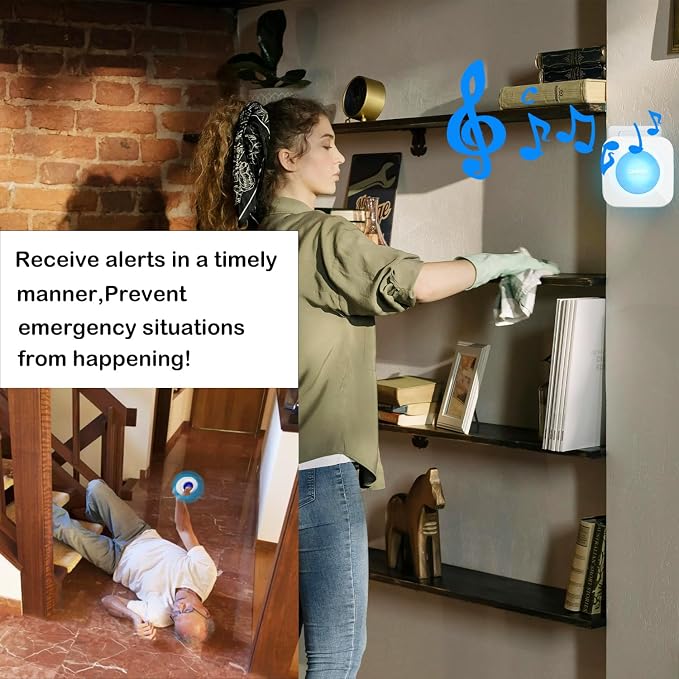 Caregiver Pager Wireless Call Button Call Bell Alert Button Nurse Alert System for Elderly/Patients/Disabled Call Light System 600+ft Operating Range (with Color Light Flashing Reminder) ﻿
