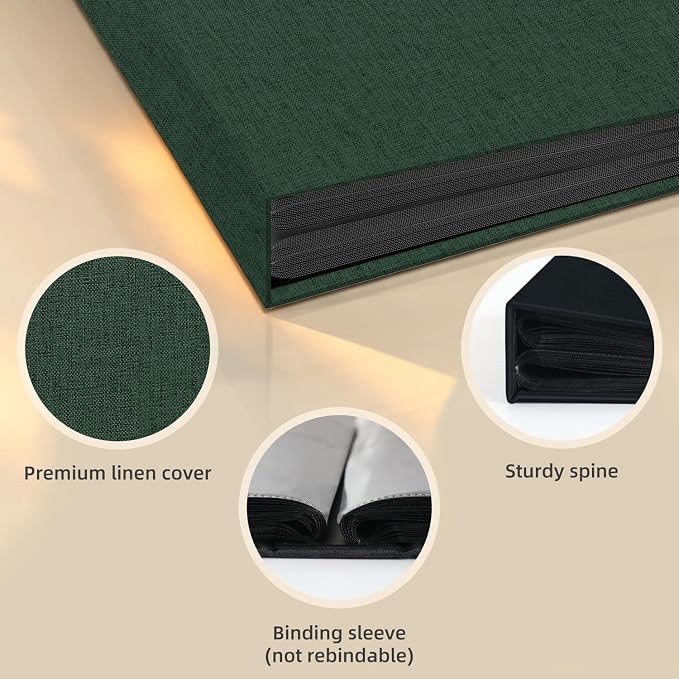 Popotop Photo Album 4x6 200 Pockets for Wedding Gifts,Linen Hardcover Picture Albums for Family Anniversary Baby Vacation Pictures