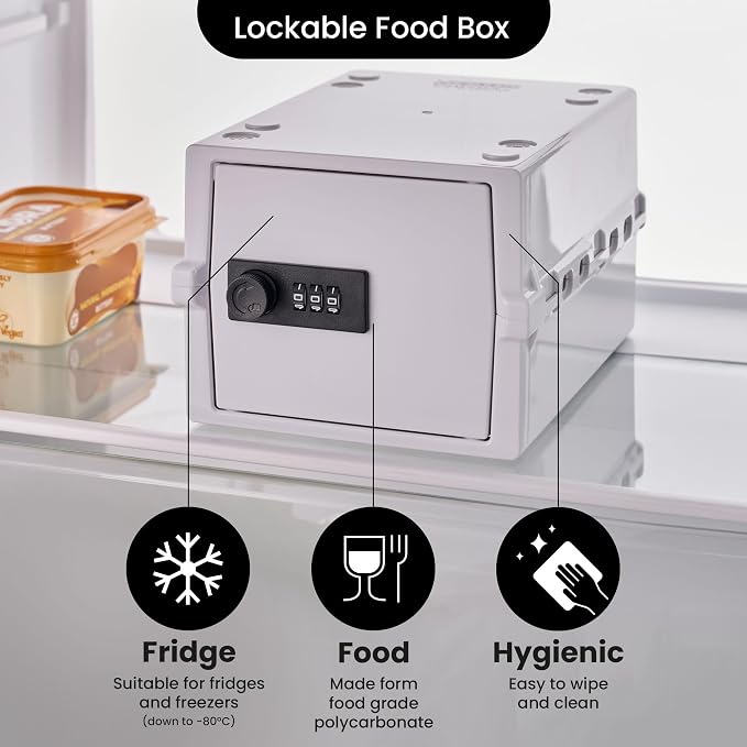 Lockabox Mini™ | Small Lock Box with Combination Lock (Half Letter Sized) | Mini Lockable Box for Small Medicines, Snacks & Mobile Phones | External Size 8.8 x 6.1 x 4.7 Inches (Opal White)