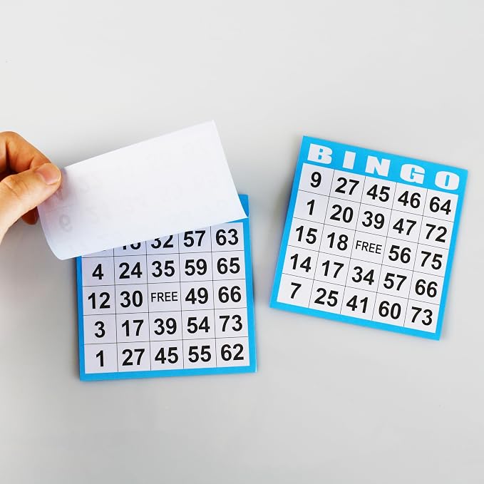 SEETOOOGAMES Bingo Paper Game Cards - 1 on Blue Card - 1000 Sheets (100 Books of 10 Sheets)