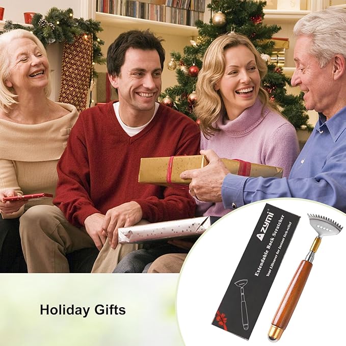 2 Pcs Back Scratchers, Telescoping Back Scratcher for Women Men Extendable with Wooden Handle-Massage Roller-Steel Claw, Portable Back Massager for Head Scalp Face Scratch