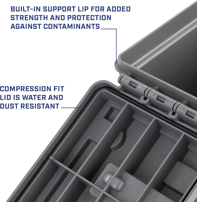 Sheffield Ammo Box Made in USA, Stackable Lockable Ammo Storage Box, Gray | XL & Standard Lockable Storage Box, Water & Dust Resistant Dry Box, Secures Hunting Gear, Gun Accessories, Supplies, Bullets
