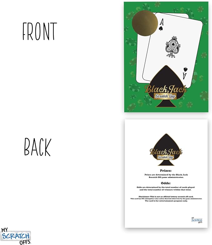 My Scratch Offs Casino Night Scratch Off Games 26 Pack, Blackjack | Scratch Off Game Cards are ideal for casino party favors, supplies, fundraising, events, businesses, holidays and gatherings
