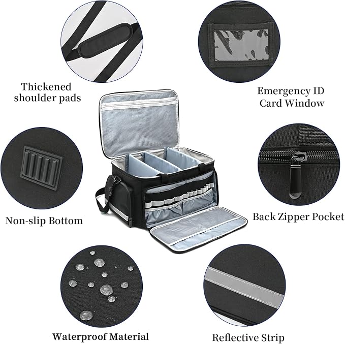 LEFOR·Z Home Health Nurse Bag Medical Bag Empty First Aid Storage with Detachable Divider Medical Supplies Bag for Nursing Student,Therapist,Doctors
