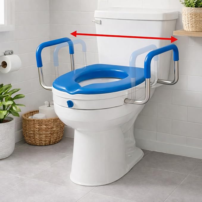 Raised Toilet Seat for Seniors, Elevated Toilet Seat Riser with Padded Seat | Easier, Safer Sit & Stand at the Toilet - padded seat, tool-free assembly