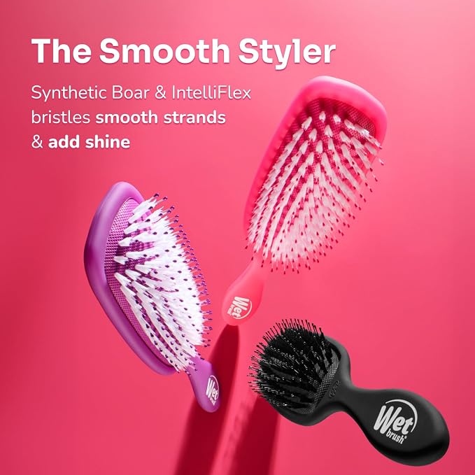 Wet Brush Smooth Styler Hair Brush, Black Frost, Exclusive Ultra-soft IntelliFlex Bristles, Synthetic Boar Bristles, Shiny And Smooth, For All Hair Types, For Women, Men, Wet And Dry