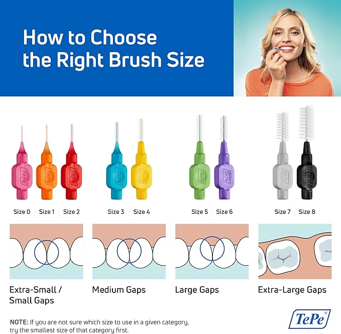 TePe Interdental Brush Original, Soft Dental Brush for Teeth Cleaning, Pack of 25, 0.45 mm, Extra-Small/Small Gaps, Orange, Size 1