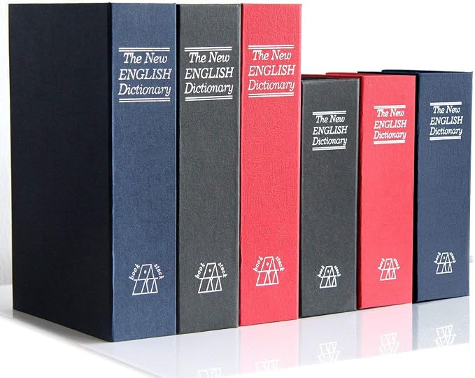 Small Sized Diversion Book Safe Storage Box, Dictionary Secret Safe Can with Security Combination Lock/Key, Diversion Book Hidden Safe (Key, Black dictionary)