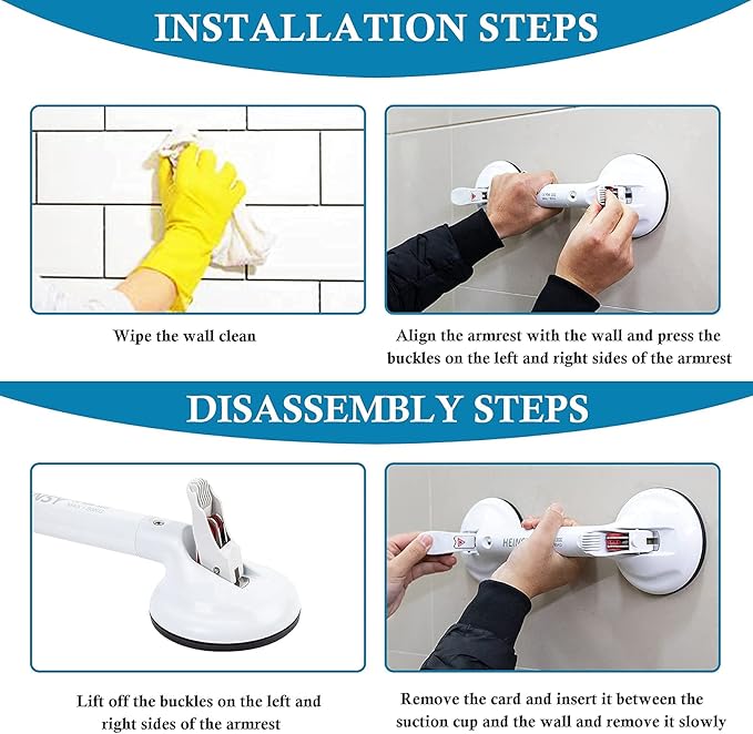 19inch Suction Shower Grab Bar, Portable Shower Handle Bar Suction Grip Bar Bathtub Handle with Strong Hold Suction Cup Fitting and Rapid Release for Bathroom(Max Capacity :300lb
