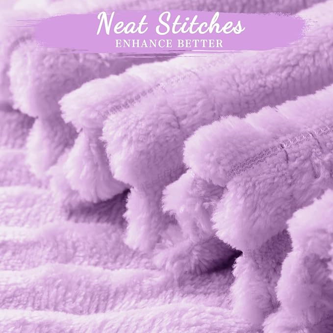 Buryeah 6 Pcs Flannel Throw Blanket Bulk 50 x 60 in Sleepover Blanket Outdoor Wedding Throw Lightweight, Oeko-tex Standard 100 Certified for Sofa Homeless Gifts (Lavender Purple)