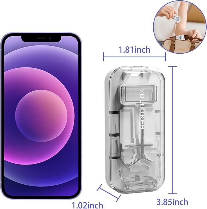 Precision Pill Cutter with Centering Guide - Multi-Angle Tablet Splitter for 1/2, 1/3 & 1/4 Cuts, Includes Pill Crusher & Storage Compartment (Clear)