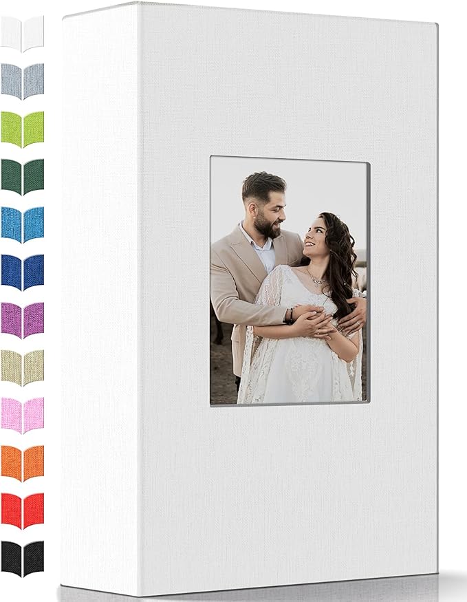 Artfeel Photo Album 4x6 with 300 Pockets,Slip-in Picture Albums,Linen Cover Memory Book with Front Window,White Page Vertical Photo Book for Wedding,Family,Anniversare,Baby,Vacation