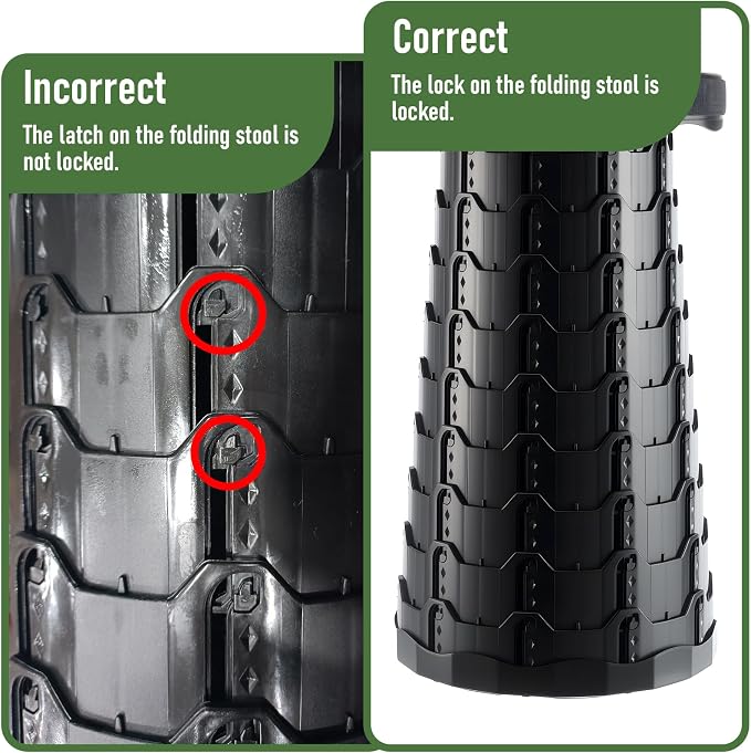 Doseno Collapsible Stool, Foldable Portable Stool for Adults, Black, 1-Pack | Portable collapsible stool: 12 heights, 2.4-17.5 in; thickened PP foldable stool is a compact retractable stool for fishing