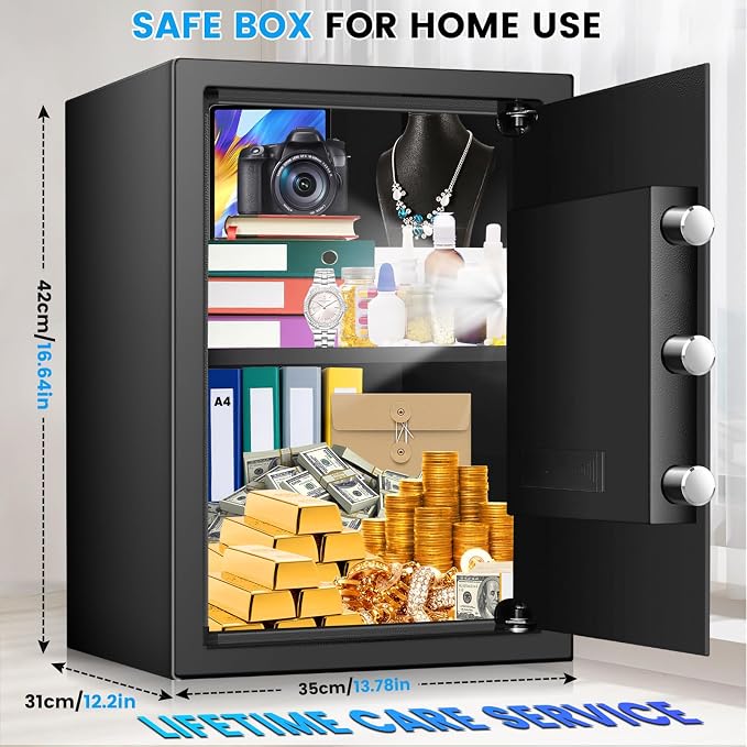 [16.54" Tall] Safe Box, 2.8 Cuft Home Safes With Fireproof Bag, Anti-Theft Security Safes for Home with Programmable Keypad Spare Keys, Digital Safety Box for Money Documents Valuables Jewelry