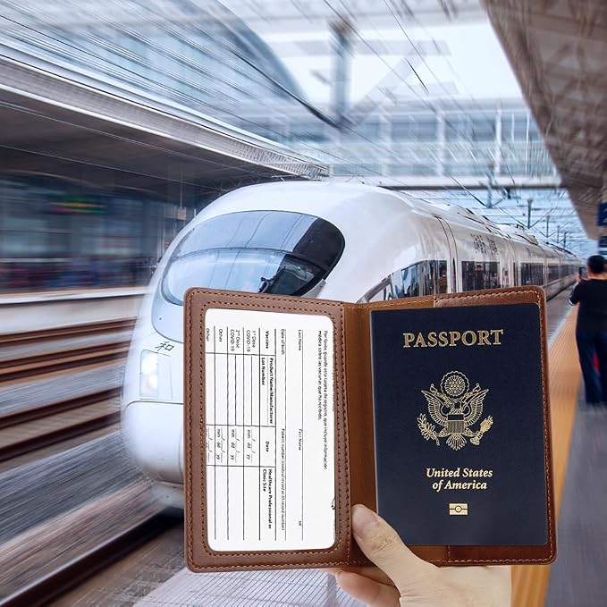 Passport Holder Women, Passport Holder, Passport Wallet Travel Must Haves, 1 Pack Passport Holder for Men, Passport Cover, Passport Case, Travel Passport Cover for Travel Essentials, Brown