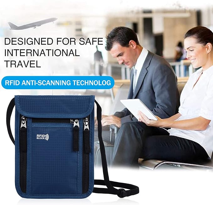 Travel Pouch Neck Wallet Family Passport Holder Organizer Case with RFID Blocking | Family Passport Holder