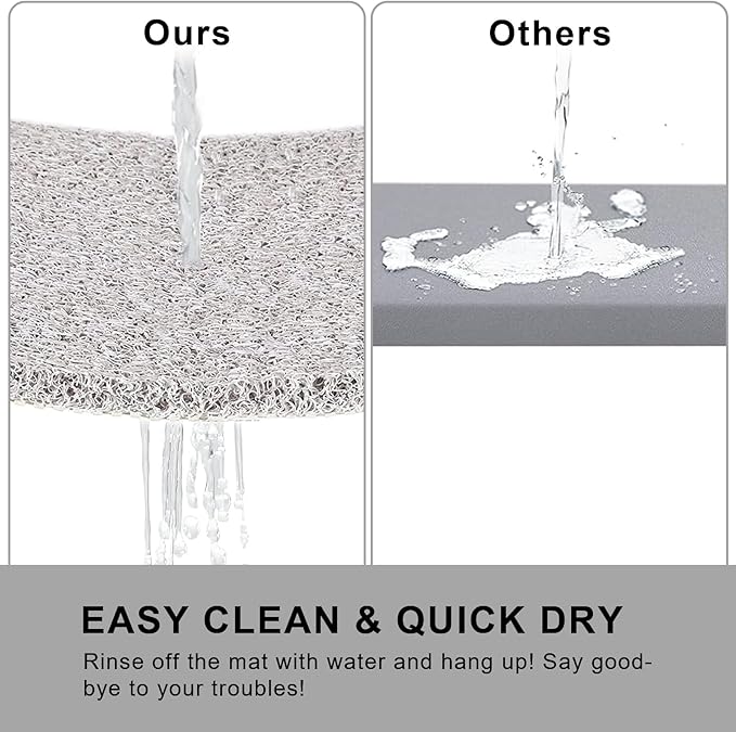 Nonslip Bathtub Mat, Anti Slip Bath Mat 0.6" Extra Thick, Quick Dry Bath Tub Anti Slip Shower Mat, Loofah Non-Slip Bath Mat for Tub Bathroom Pool Kitchen Entryway Home Hotel(Light Gray 16x39)