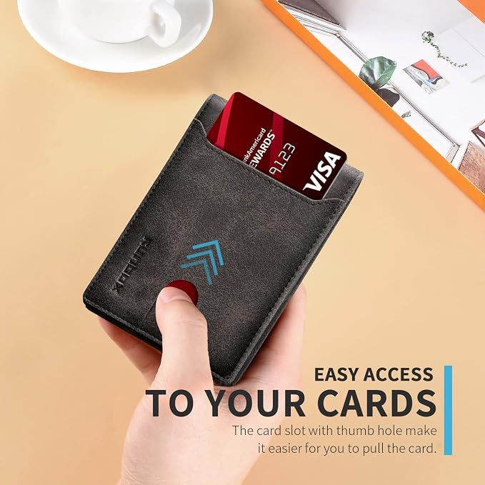 RUNBOX Wallet for Men, Slim Leather Bifold, RFID Blocking Card Holder | Minimalist Front Pocket Design, Credit Card Organizer, Holds 11 Cards, Large Capacity, Thin Profile, Birthday Gifts for Men
