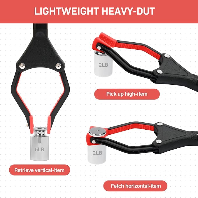 32 inch Foldable GrabRunner Reacher Grabber with Strong Magnetic Tip for Seniors, Disabled, After Surgery Recovery(Red)