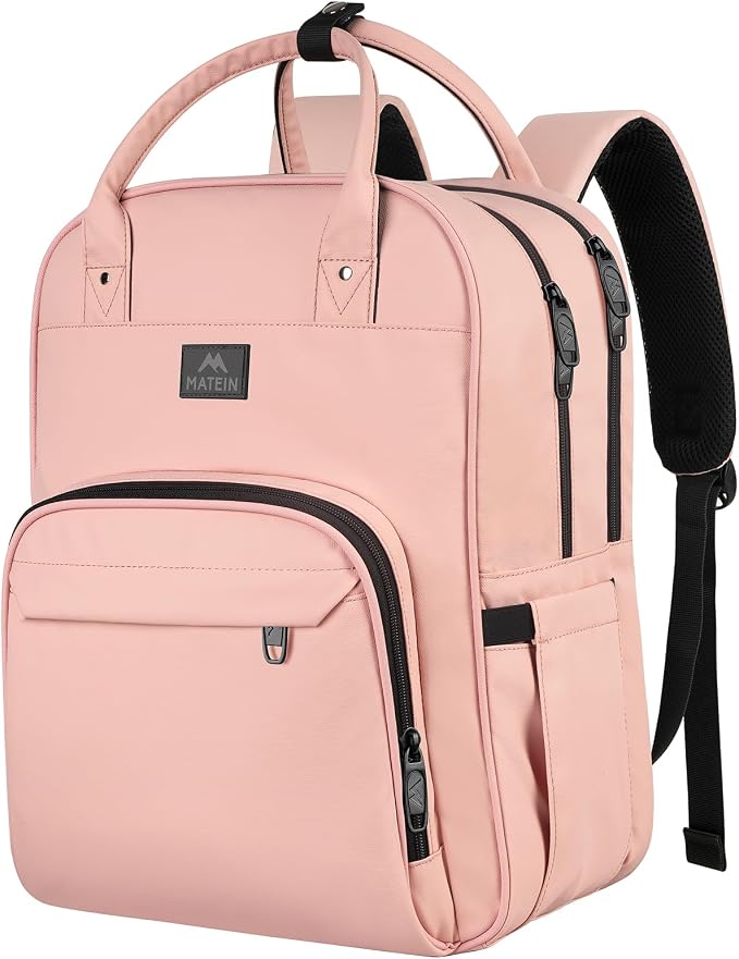 MATEIN Nursing Backpack, Home Health Nurse Bag with Removable Organizer | Womens Medical Backpack fit 15.6 Inch Laptop, Waterproof Clinical Doctor Work Bag for College, Pink Nursing Essentials