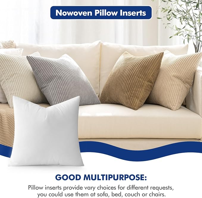 MIULEE Pillow Insert 24x24 Inch Decorative Square Throw Pillow Inserts | Premium Fluffy Pillow Forms Sham Stuffer for Sofa Couch Living Room