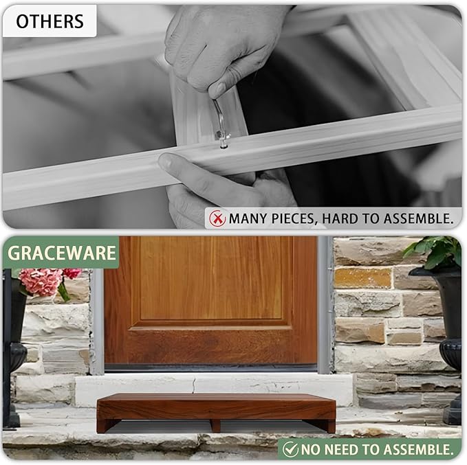 3.5'' Height Wooden Step Stool for Elderly Adults & Kids, Durable Heavy Duty Wooden Foot Stool, Mobility Indoor Kitchen Toddler Step Stool for Bathroom Sink, High Bed and Outdoor Garden