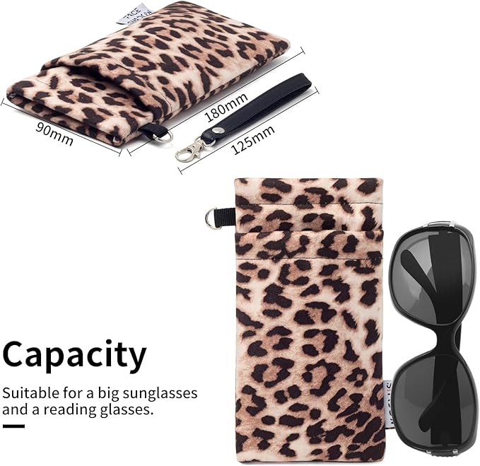 Face Shadow Double Glasses Case Soft Eyeglass Case For Women Men Squeeze Top Sunglasses Case With Cleaning Cloth